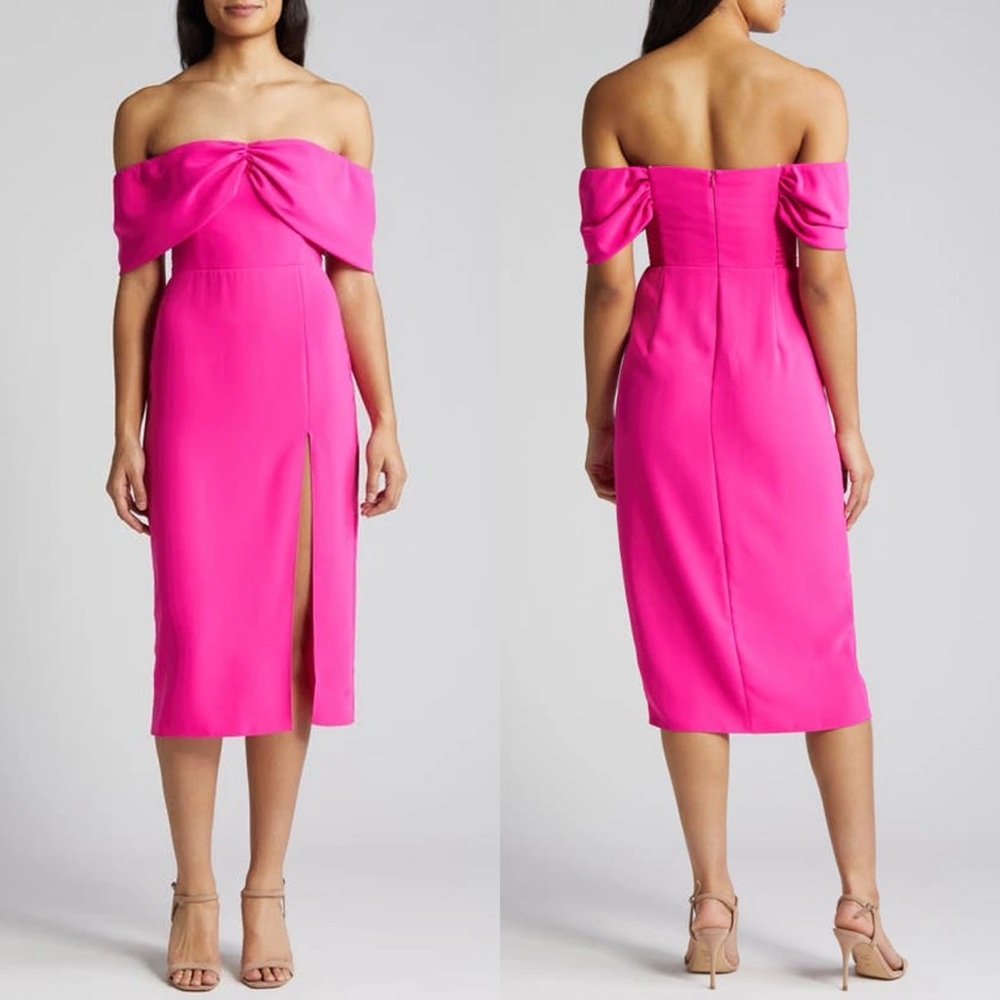 Amanda Uprichard Darien Off The Shoulder Cocktail Dress - Hot Pink